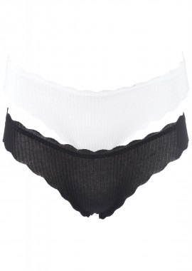 gsecret - Γυναικείο μονόχρωμο slip. Cotton Collection .Συσκευασία 2pack ΜΑΥΡΟ ΛΕΥΚΟ